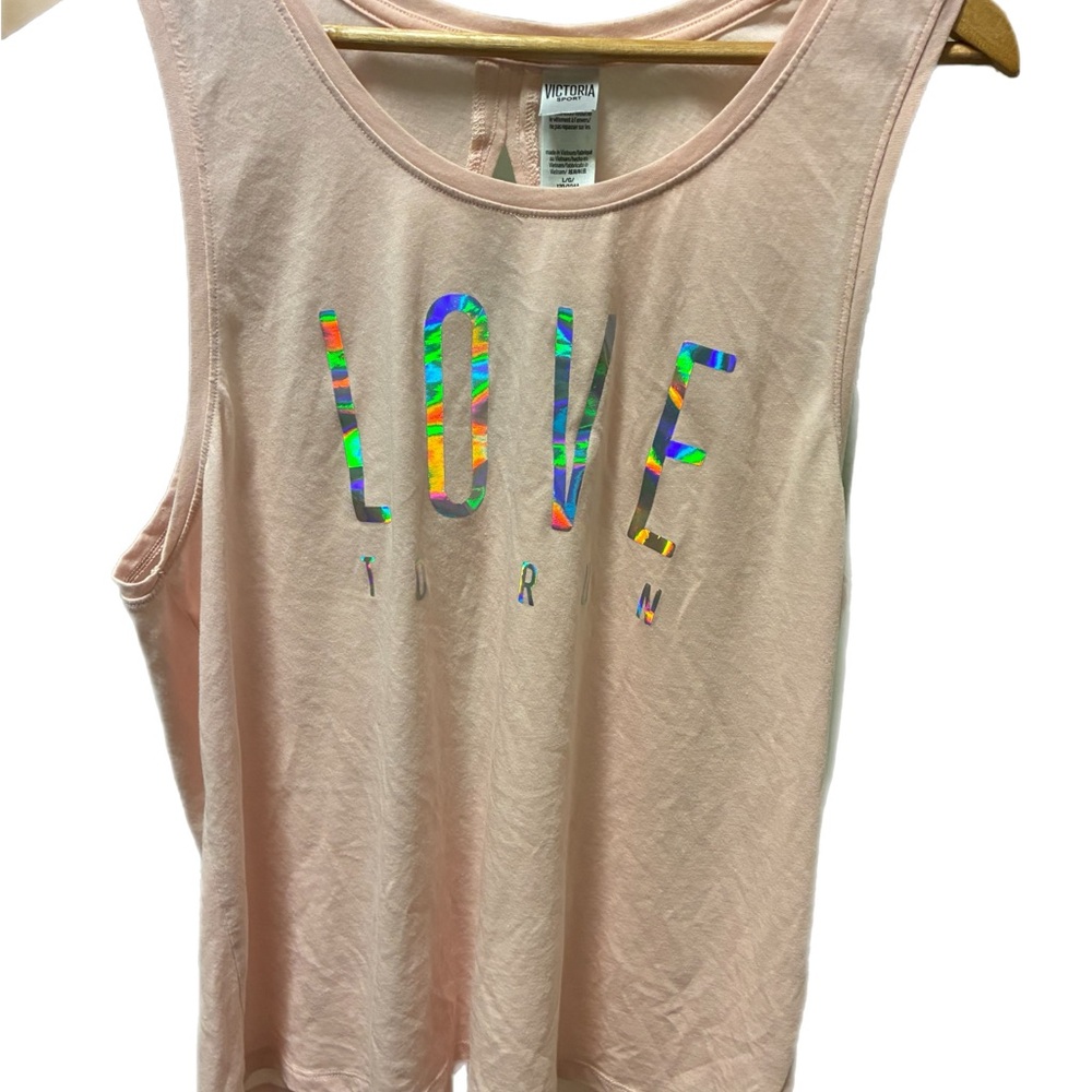 Victoria Secret Sport Chic Love Graphic Muscle Tee - Light Pink